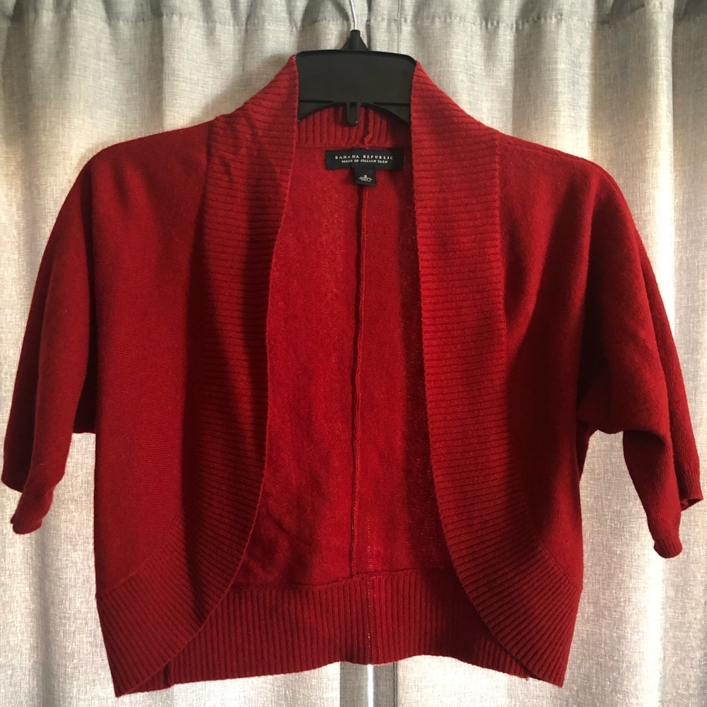 Red crop cardigan